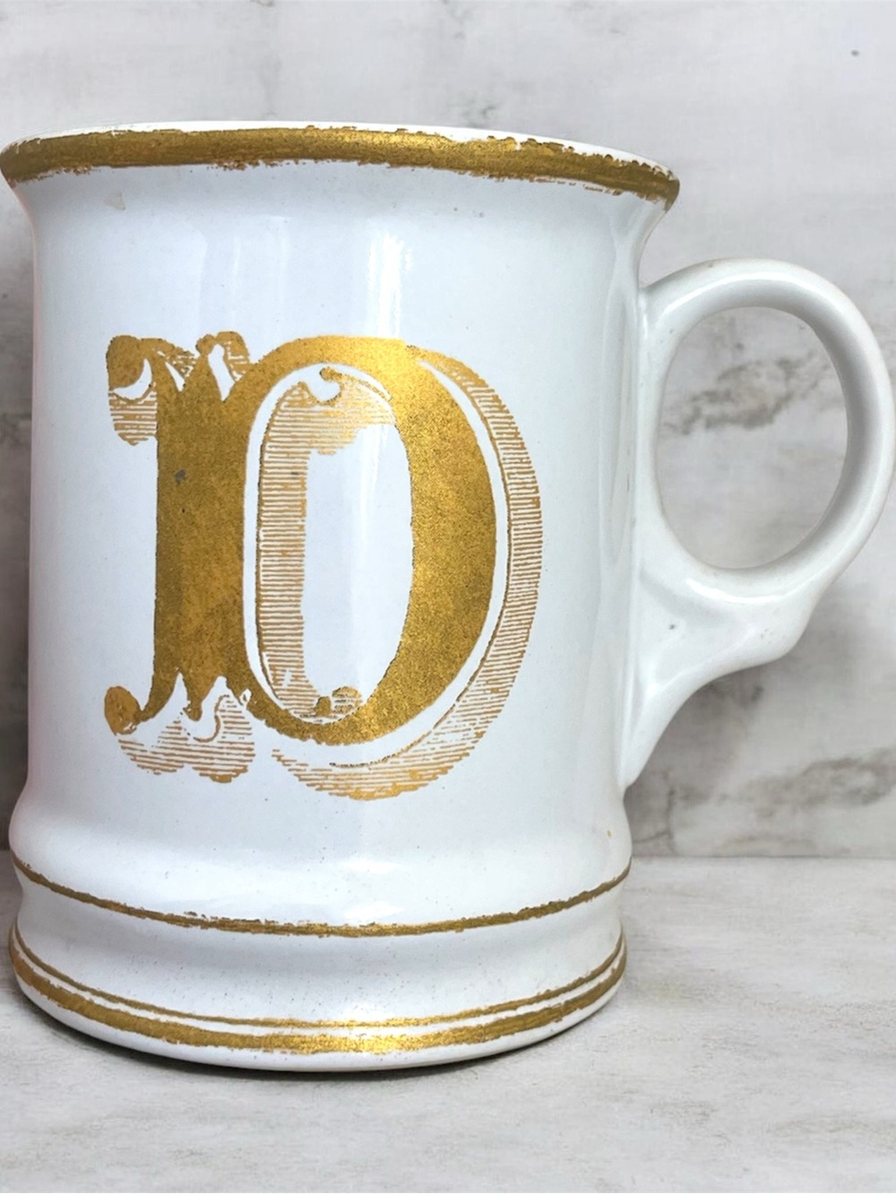 William Sonoma Ceramic Mug with Gold 'D' Monogram